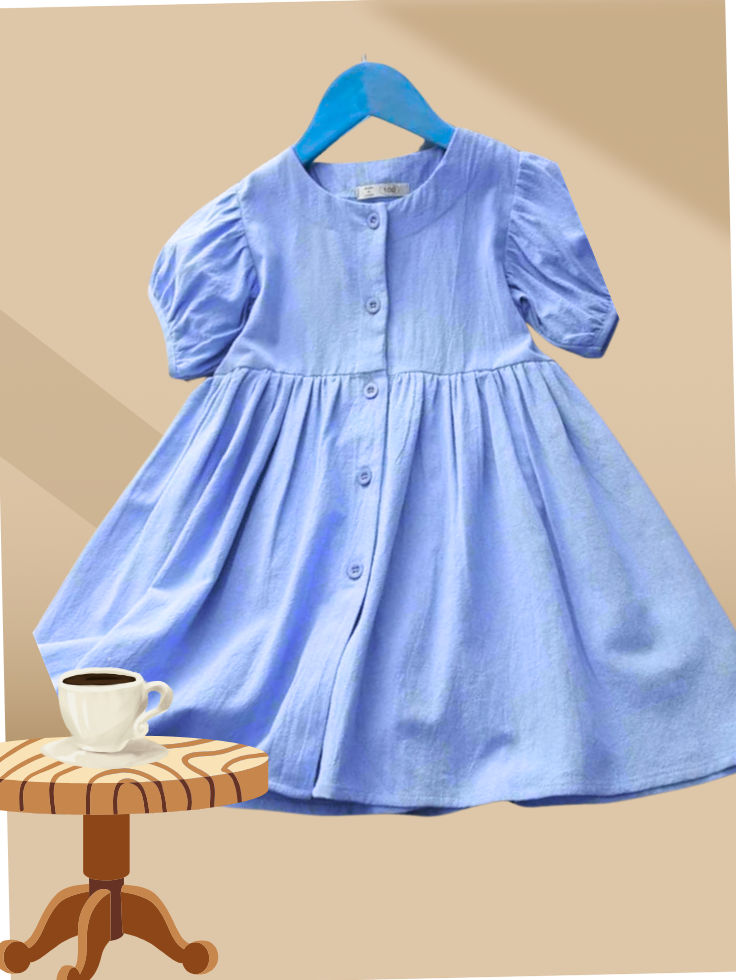 Rust puff sleeve cotton frock