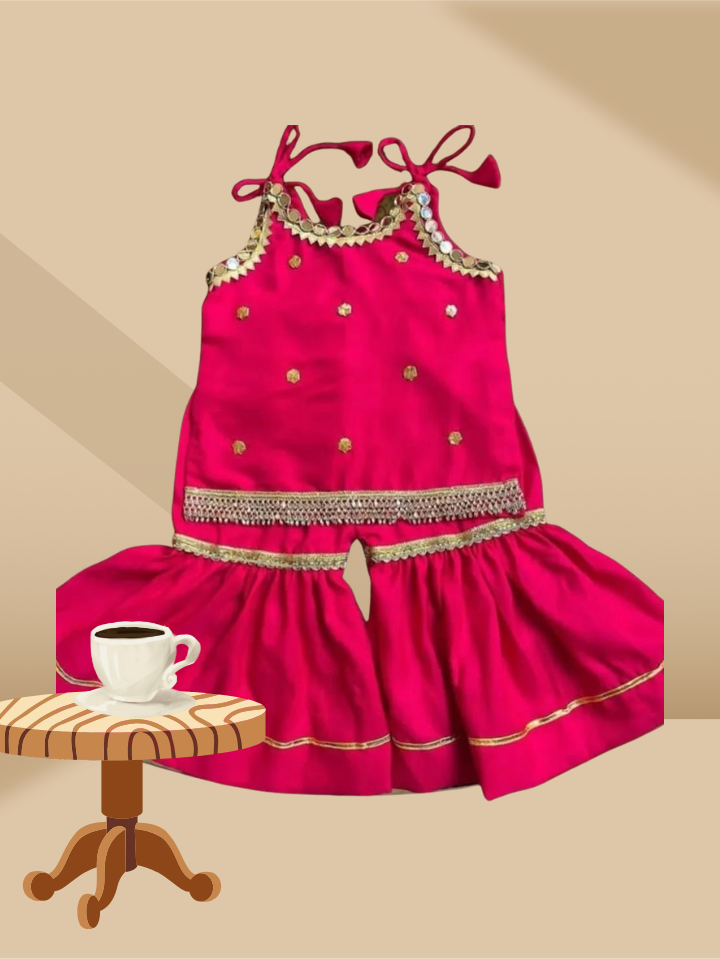 Short shirt with flared sharara set 2piece outfit