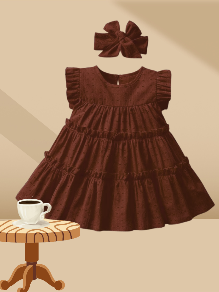Maroon Ruffle Tiered Dress – Cotton Baby Girl Outfit