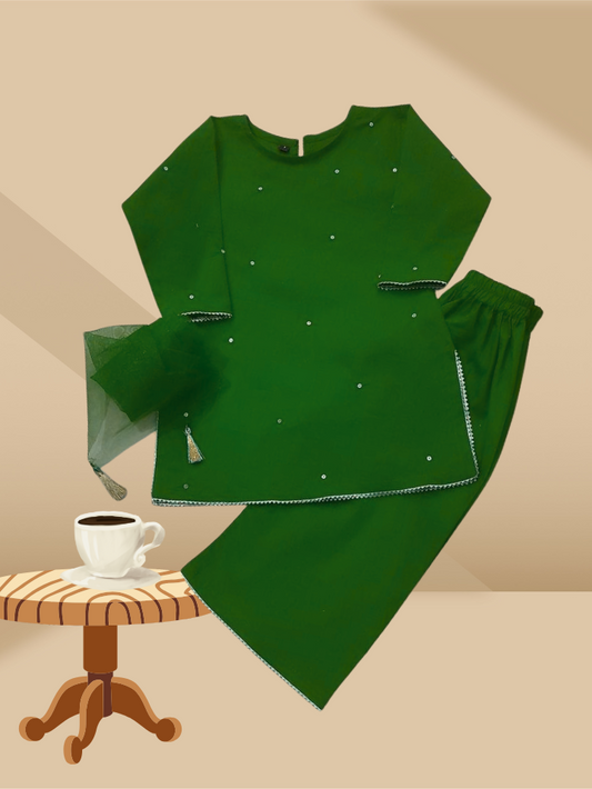 Ruby sequence  Embellished Kurti Set – 3 Piece outfit